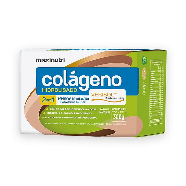 Colágeno Hidrolisado Verisol Uva Verde 30X10G -  Maxinutri
