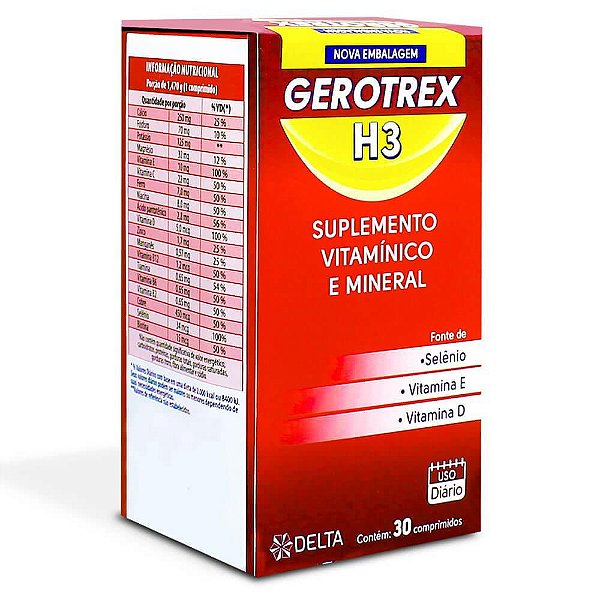 Gerotrex H3 30 Capsulas Suplemento Vitaminico + Minerais