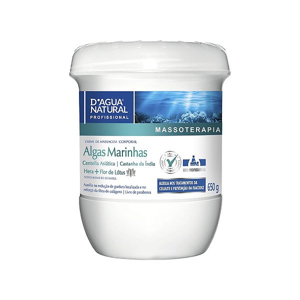 Creme Massagem Corporal Algas Marinhas 650G D'Agua Natural