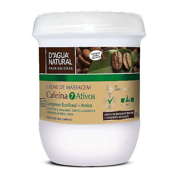 Creme De Massagem Cafeína 7 Ativos 650G - D'Agua Natural