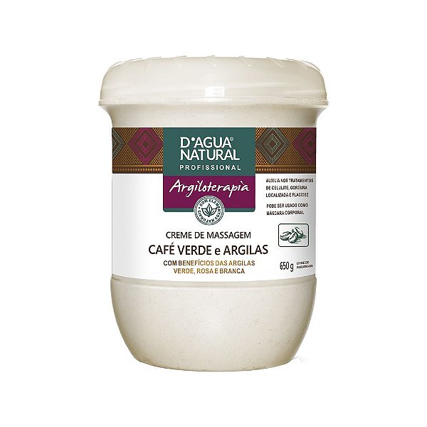 Creme De Massagem Café Verde E Argilas  650G D'Agua Natural