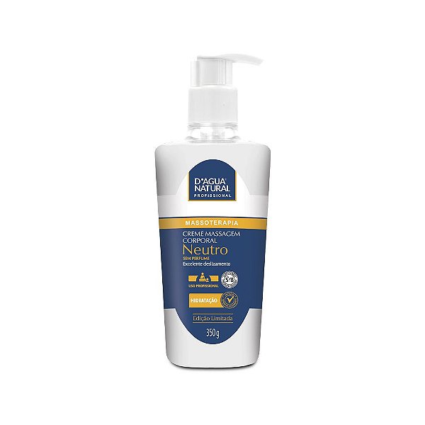 Creme Para Massagem Neutro Sem Perfume 350G - D'Agua Natural