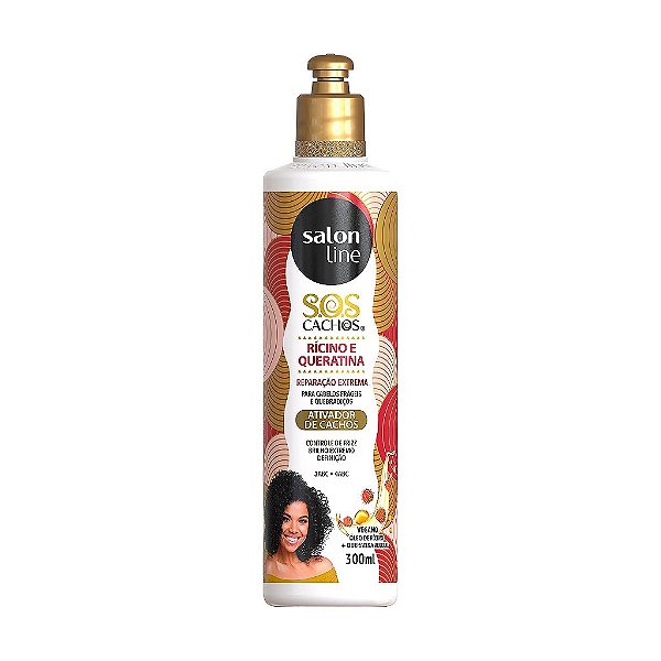 Ativador De Cachos Sos Cachos Rícino E Queratina 300Ml - Salon Line