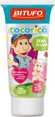Gel Dental Bitufo Cocoricó Sem Flúor Sabor Tutti-Frutti 90G