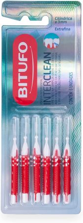 Escova Interdental Bitufo Interclean Extrafina Cilíndrica 3 Milímetros 6 Unidades