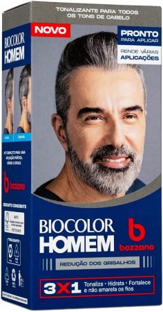 Tonalizante De Cabelo Masculino Biocolor Homem Bozzano Redução Dos Grisalhos