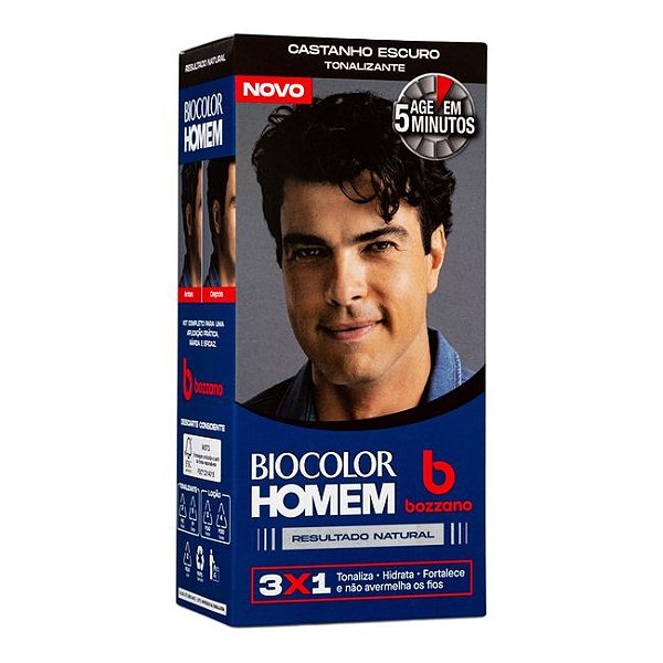 Tonalizante De Cabelo Masculino Biocolor Homem Bozzano Castanho Escuro