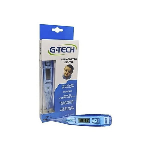Termômetro Clínico Digital Febre Th150 Azul G-Tech