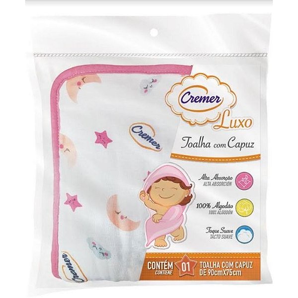 Toalha Capuz Menina 70X70Cm Cremer