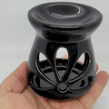 Difusor Rechaud/rechô Cerâmica Flor Óleo Essencial e Wax Melts Preto