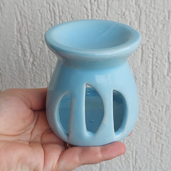 Difusor Rechaud/rechô Cerâmica Lua para Óleos Essenciais e Wax Melts Azul Bebê