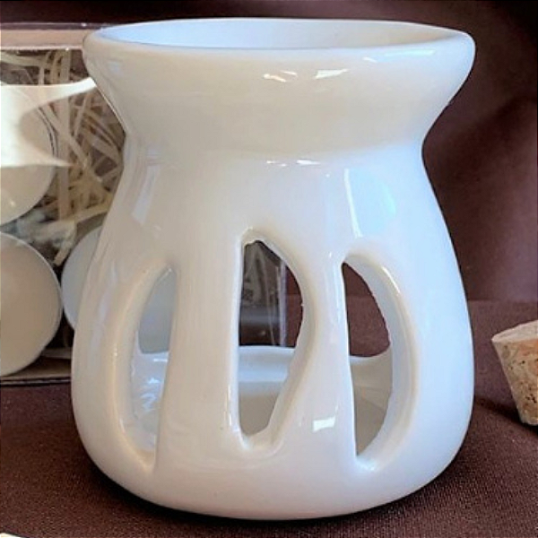 Difusor Rechaud/rechô Cerâmica Lua Óleo Essencial e Wax Melts Branco