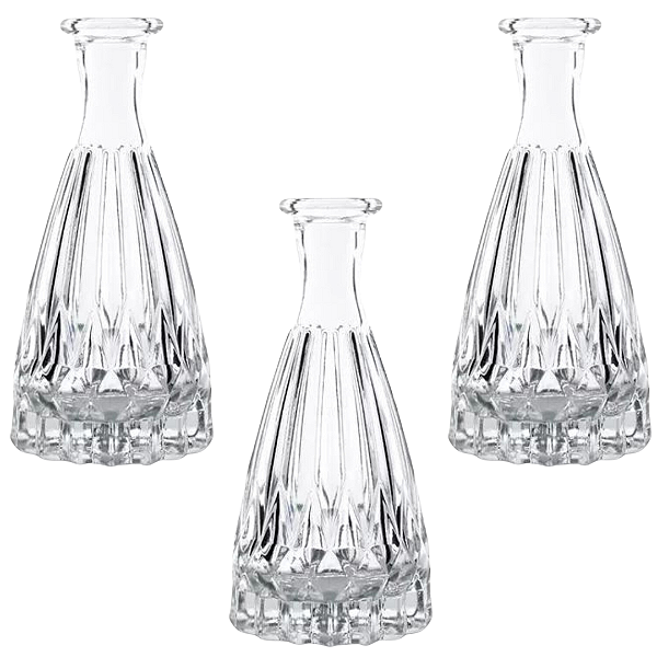 Kit 3 Vaso de Vidro Diamante 15cm Decorativo P/ Difusor de Ambientes E Arranjos De Flores