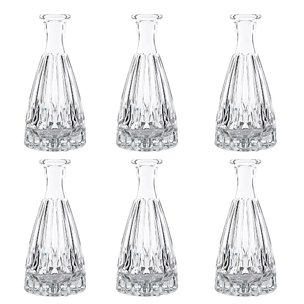 Kit 6 Vaso de Vidro Diamante 15cm Decorativo P/ Difusor de Ambientes E Arranjos De Flores