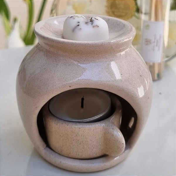 Difusor Rechaud Bolinha Com Suporte (Panelinha) para vela P/ Óleos Essenciais E Wax Metls Areia