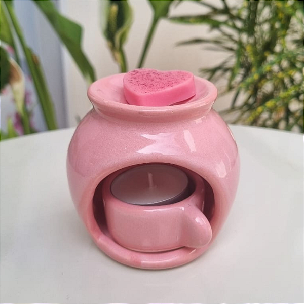 Difusor Rechaud Bolinha Com Suporte (Panelinha) para vela P/ Óleos Essenciais E Wax Metls Rosa