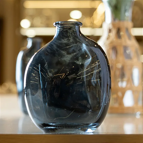 Vaso De Vidro Decorativo Organics Azul 11x9,5cm 62016 Wolff