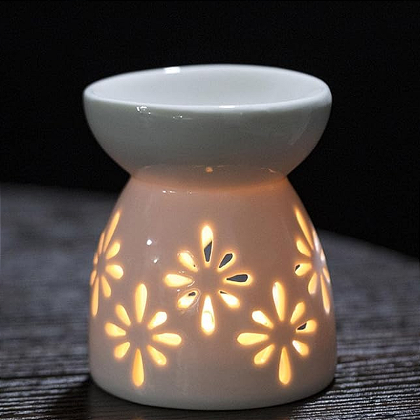 Difusor Rechaud De Porcelana Branco Para Óleos Essenciais e Wax Melts