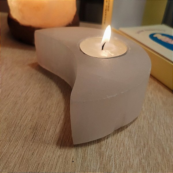 Porta Vela Lua Selenita Branca