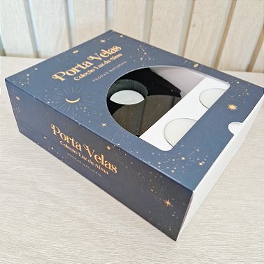 Porta Vela Chapa Obsidiana Negra - Coleção Luz da Alma