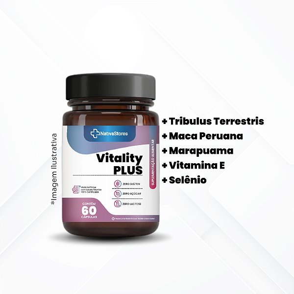 VitalityPLUS (Maca Peruana + Marapuama + Tribulus + Vitamina E + Selênio | Estimulante Sexual Mas e Fem)