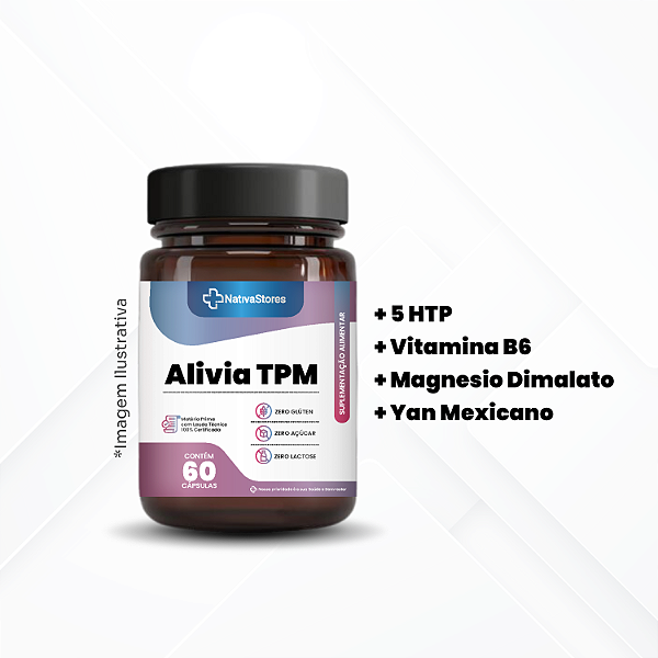 Alivia TPM (5 Hidroxitriptofano + Vitamina B6 + Magnesio Dimalato + Yan Mexicano)