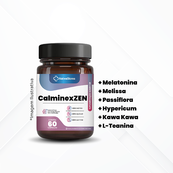 Calminex ZEN  - (Melatonina + Melissa + Kawa- Kawa + Hypericum + L-Theanina + Passiflora)