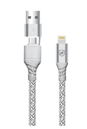 CABO 2 EM 1 THUNDER 65W TURBO -  USB-A / TIPO C / LIGHTNING