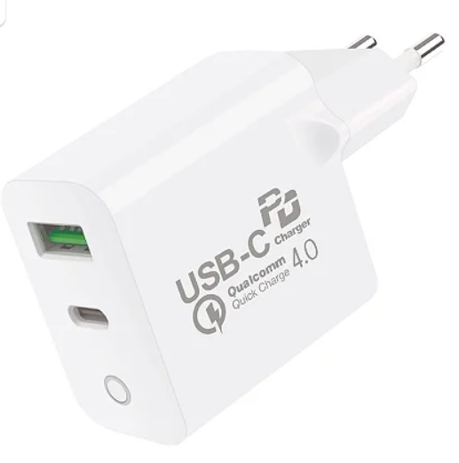 CARREGADOR TURBO POWER DELIVERY Q.C 4.0 DUAS SAIDAS - TIPO C / USB A