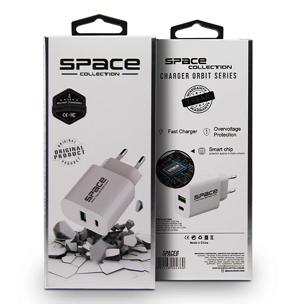 Carregador Orbit - Tipo C / USB-A - SPACE