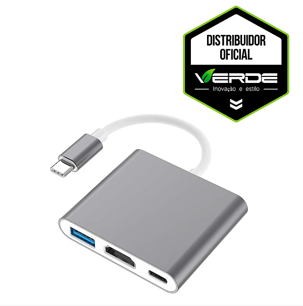 Adaptador 3 em 1 - Tipo C / HDMI / USB-A 3.0 - Type C - Verde