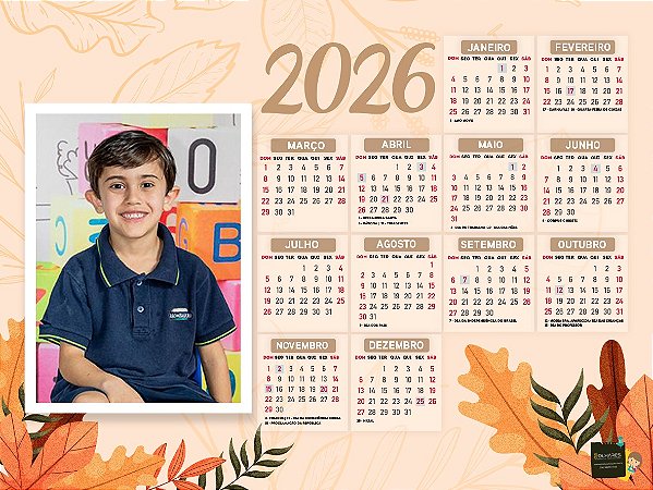Calendário Imantado 2026  15x21 cm - Escola João de Barro