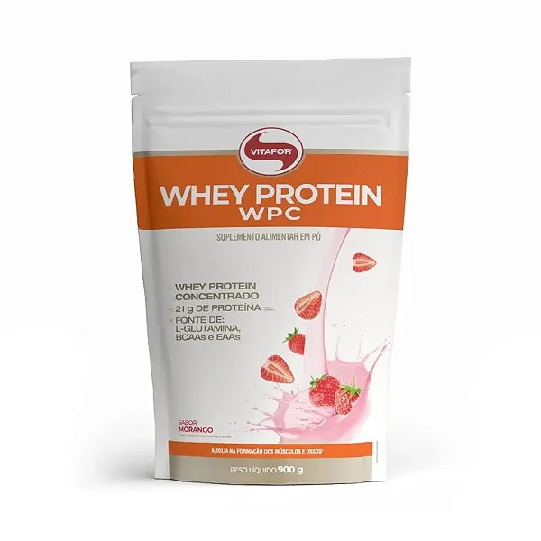 WHEY PROTEIN WPC Pouch 900g Sabor Morango