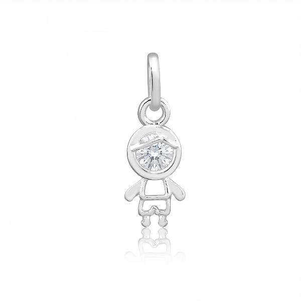 Pingente de Prata 925 Menino Zircônia