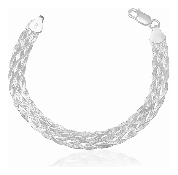 Pulseira de Prata 925 Trançada 6 Fios