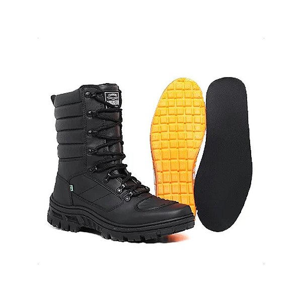 Bota Coturno Tática Motociclista Segurança Couro Ecológico Zíper 8600