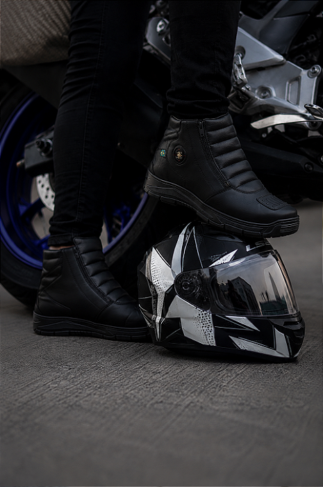 Bota Motociclista Cano Médio Zíper Couro Ecológico - Marotto Street Force 16500