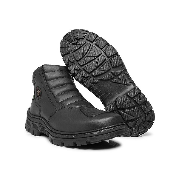 Bota Motociclista Cano Médio Zíper  Couro Ecológico Marotto 16500