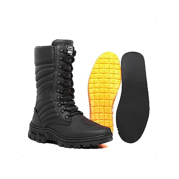 Bota  Militar Tática Coturno com Zíper e Palmilha Confort Couro Ecológico Modelo DUBAI