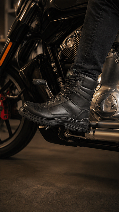 Bota Coturno Tática Motociclista Segurança Couro Legítimo com Zíper - Marotto 8600