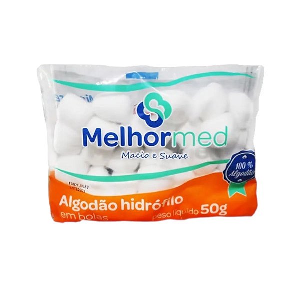 Algodão Hidrófilo Branco em Bolas 50G - Melhormed