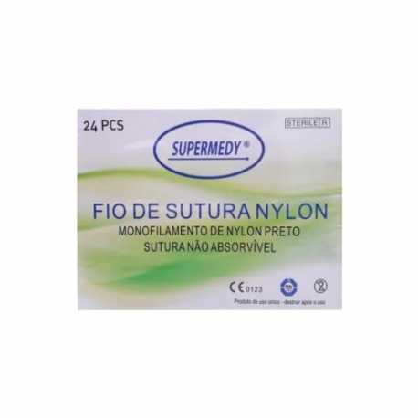 Fio de Sutura Nylon 2-0 C/ AG 2,0CM - Supermedy
