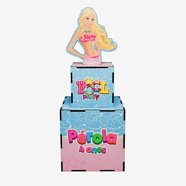 Cubo 2 Andares Pool Party da Barbie 12x12/8x8 (Aplique frente)