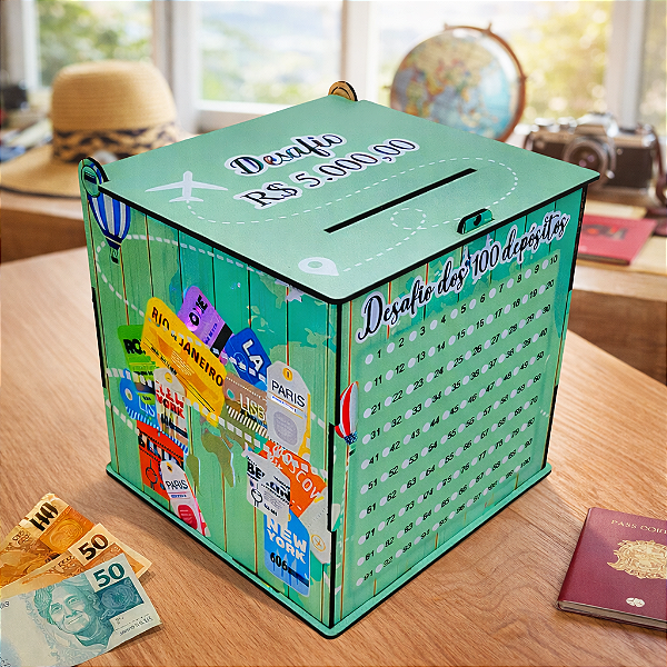 Cofre do Desafio 100 Depósitos em MDF