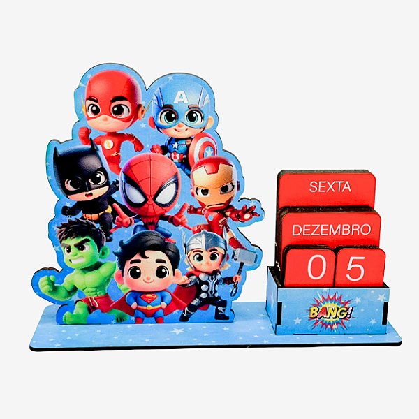 Calendário Permanente Super Heróis Cute