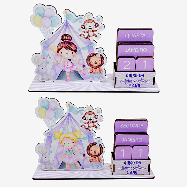 Calendário Permanente Circo Lilás