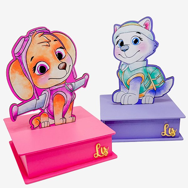 Caixa Personalizada Patrulha Canina Skye e Everest
