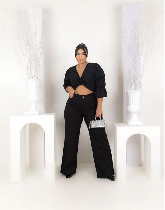 Calça wide leg plus size