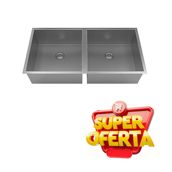 Cuba Dupla Gourmet Pia Inox Tamanho 44cm x 88cm