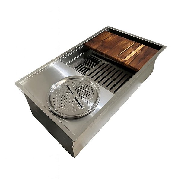 Cuba Workstation Tri Plus Inox 84x48x25 com Acessórios e Tábua